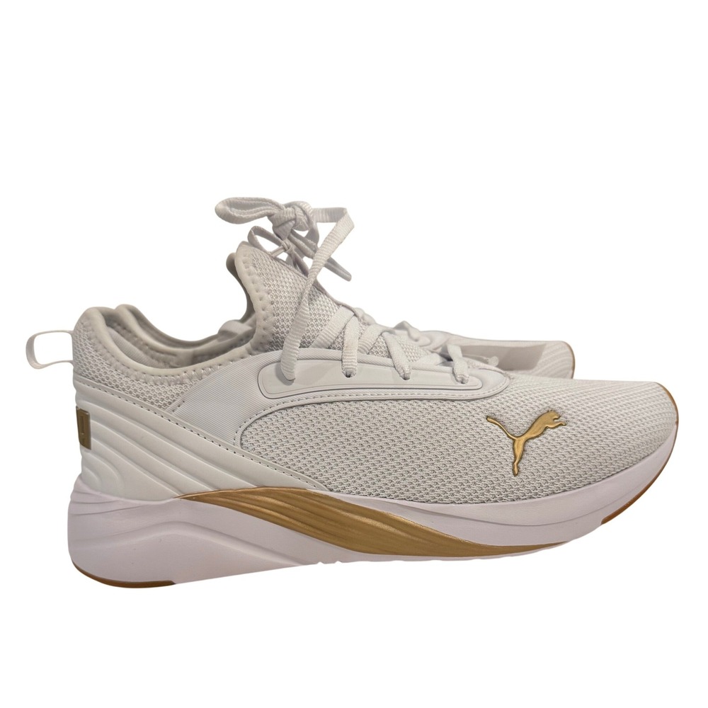 Puma Softride Womens White Gold Athletic Running Shoes Sneakers Size 8.5